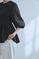 ジャガードペプラムブラウス