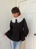 ジャガードペプラムブラウス