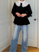 ジャガードペプラムブラウス&デザインカラーセット