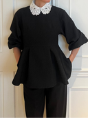 ジャガードペプラムブラウス&デザインカラーセット