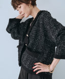 ツイードライクニットカーディガン