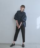 スタンドカラーボリュームスリーブブラウス