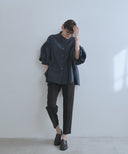 スタンドカラーボリュームスリーブブラウス