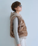 FUR COMBINATION HOODED VEST