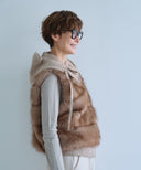 FUR COMBINATION HOODED VEST