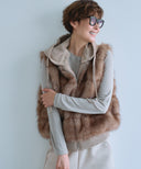 FUR COMBINATION HOODED VEST