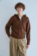 PURE WOOL HOODED ZIP CARDIGAN