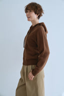 PURE WOOL HOODED ZIP CARDIGAN