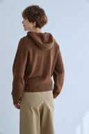 PURE WOOL HOODED ZIP CARDIGAN