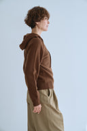 PURE WOOL HOODED ZIP CARDIGAN