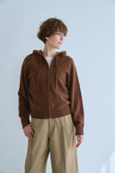 PURE WOOL HOODED ZIP CARDIGAN
