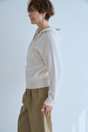 PURE WOOL HOODED ZIP CARDIGAN