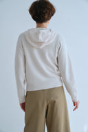 PURE WOOL HOODED ZIP CARDIGAN
