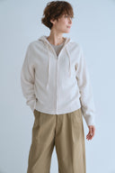 PURE WOOL HOODED ZIP CARDIGAN